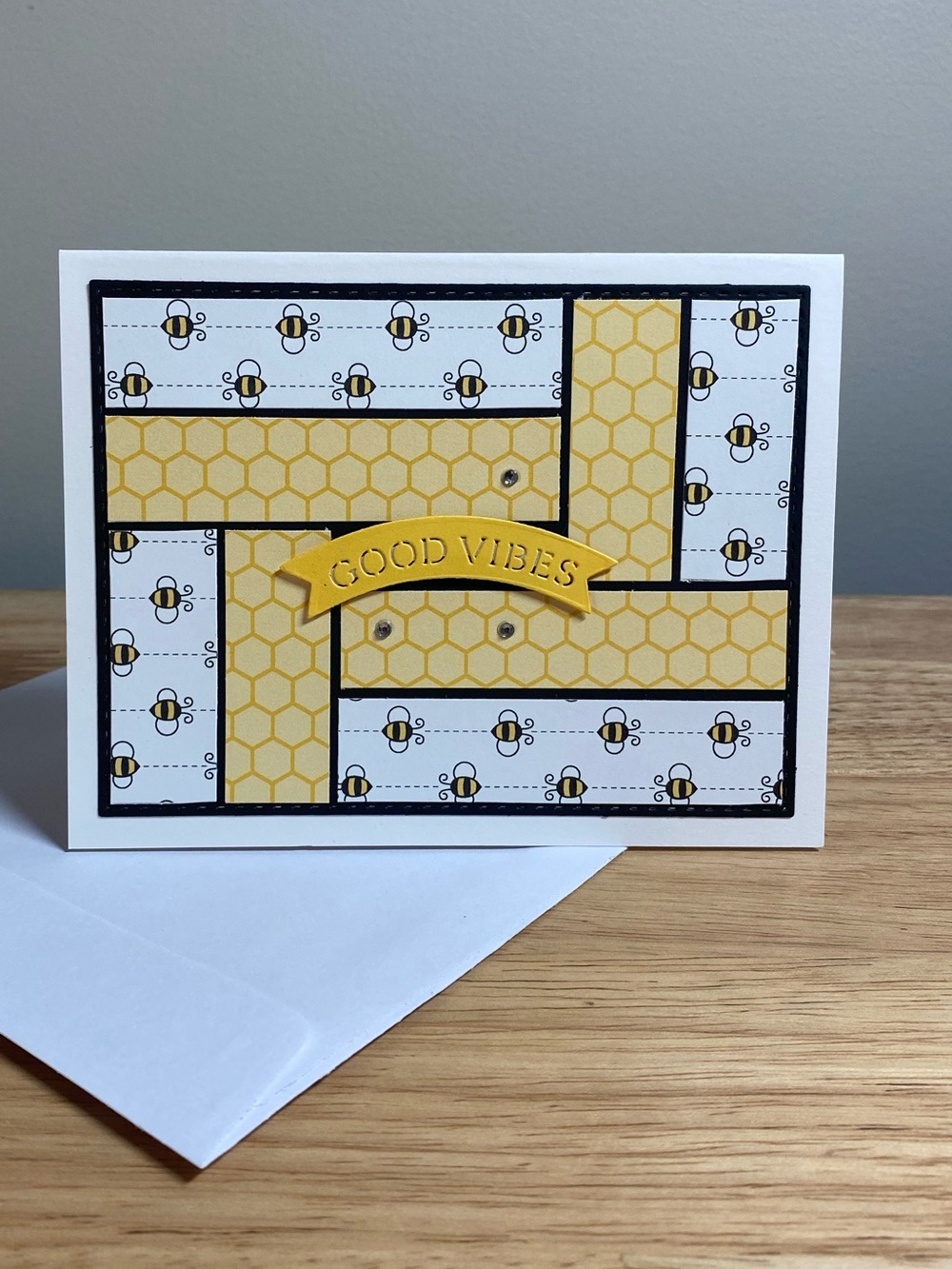 Good Vibes Bee Greeting Card – Handmade A2 Card – All Occasion